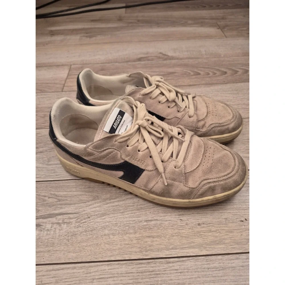 Axel Arigato Dice Lo Beige Gray Suede Navy Leather Low Top Sneakers Mens Sz 9 - Picture 7 of 14